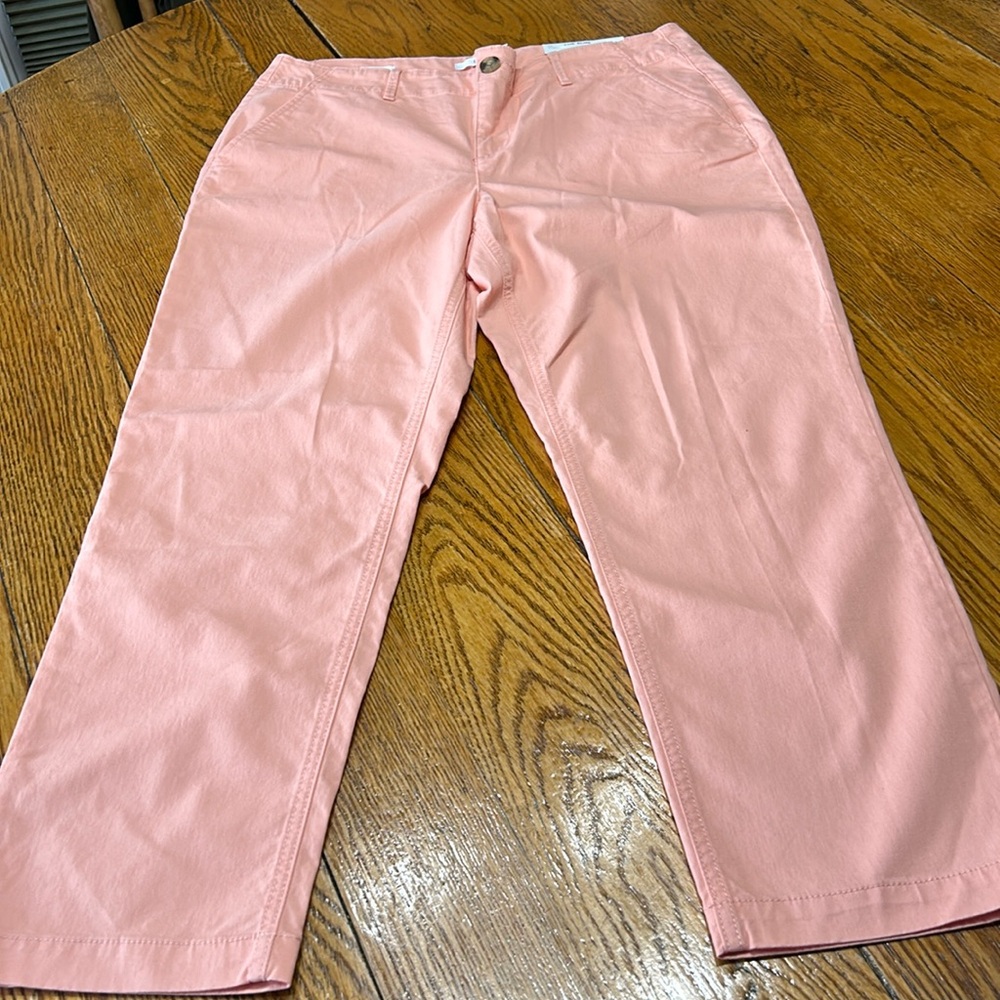 LOFT Pink and Orange Ankle Cropped Pants